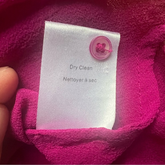 Babaton “Beau” draped pure silk blouse in magenta/raspberry - Picture 5 of 6